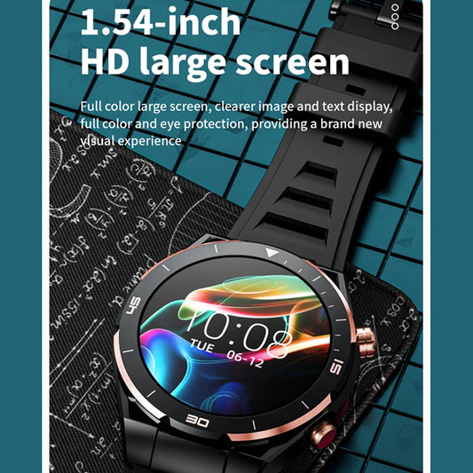 Black and rose gold Raezure Vaughn smartwatch phone with high-definition round display and digital time interface"