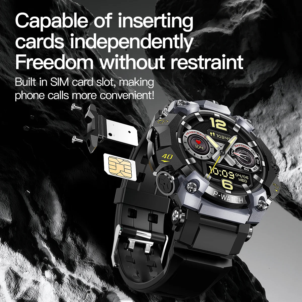 SIM-enabled rugged smartwatch with call functionality, built-in slot, and independent mobile freedom –  Raezure Aetherion