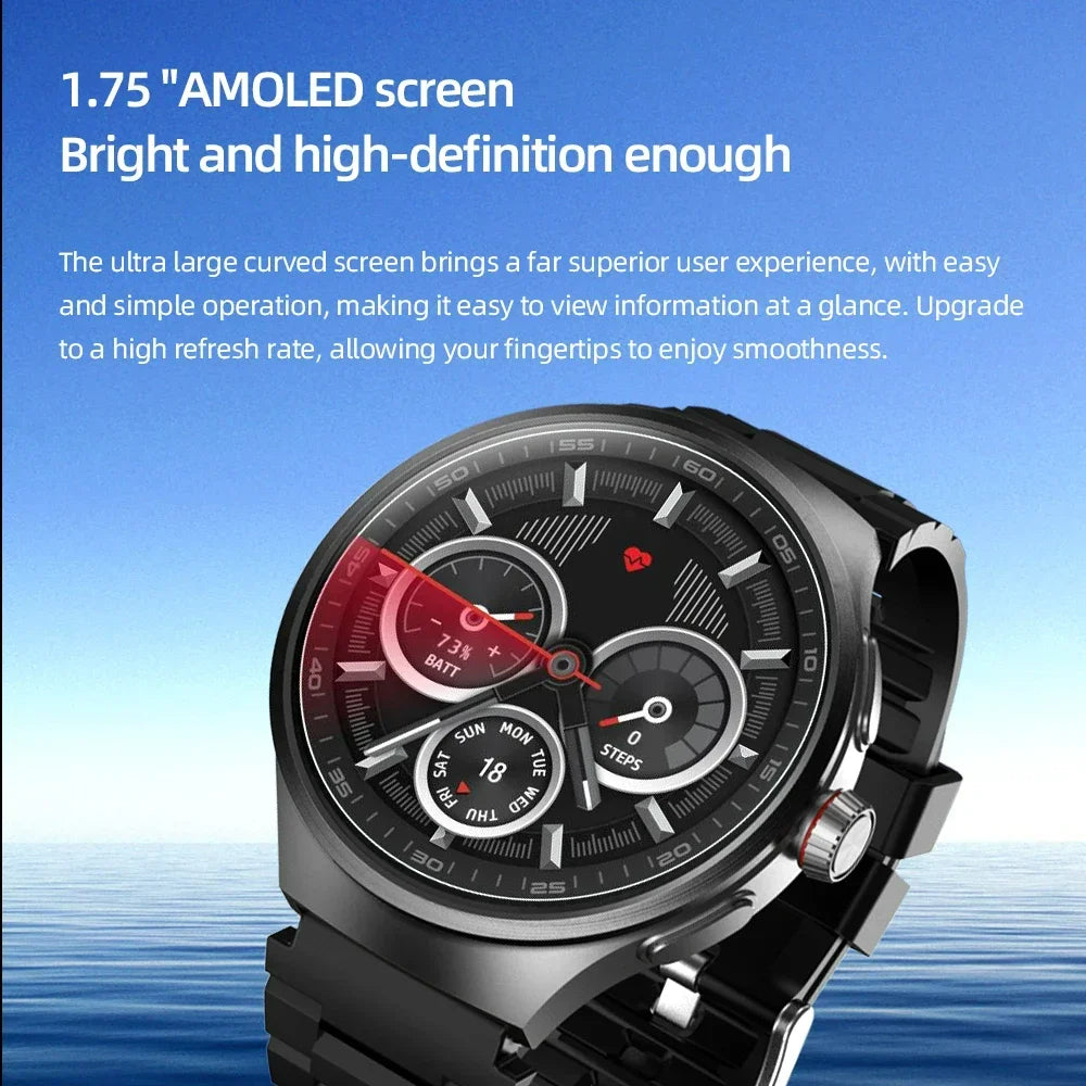 Raezure Echelon AMOLED smartwatch with curved high-resolution screen designed for vibrant visibility and user comfort