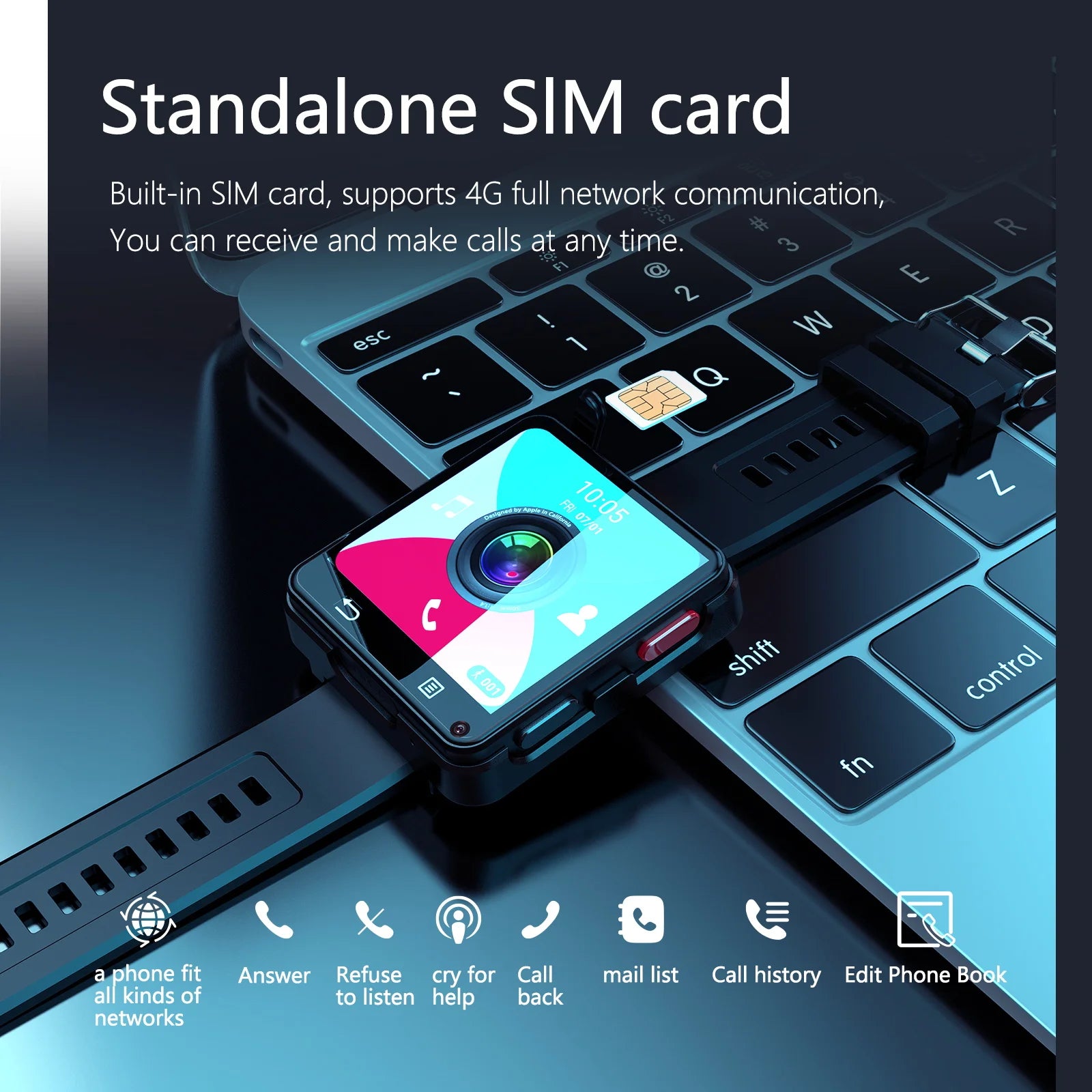 4G smartwatch phone with built-in SIM, call history, contacts, and network support – Raezure Elanthra