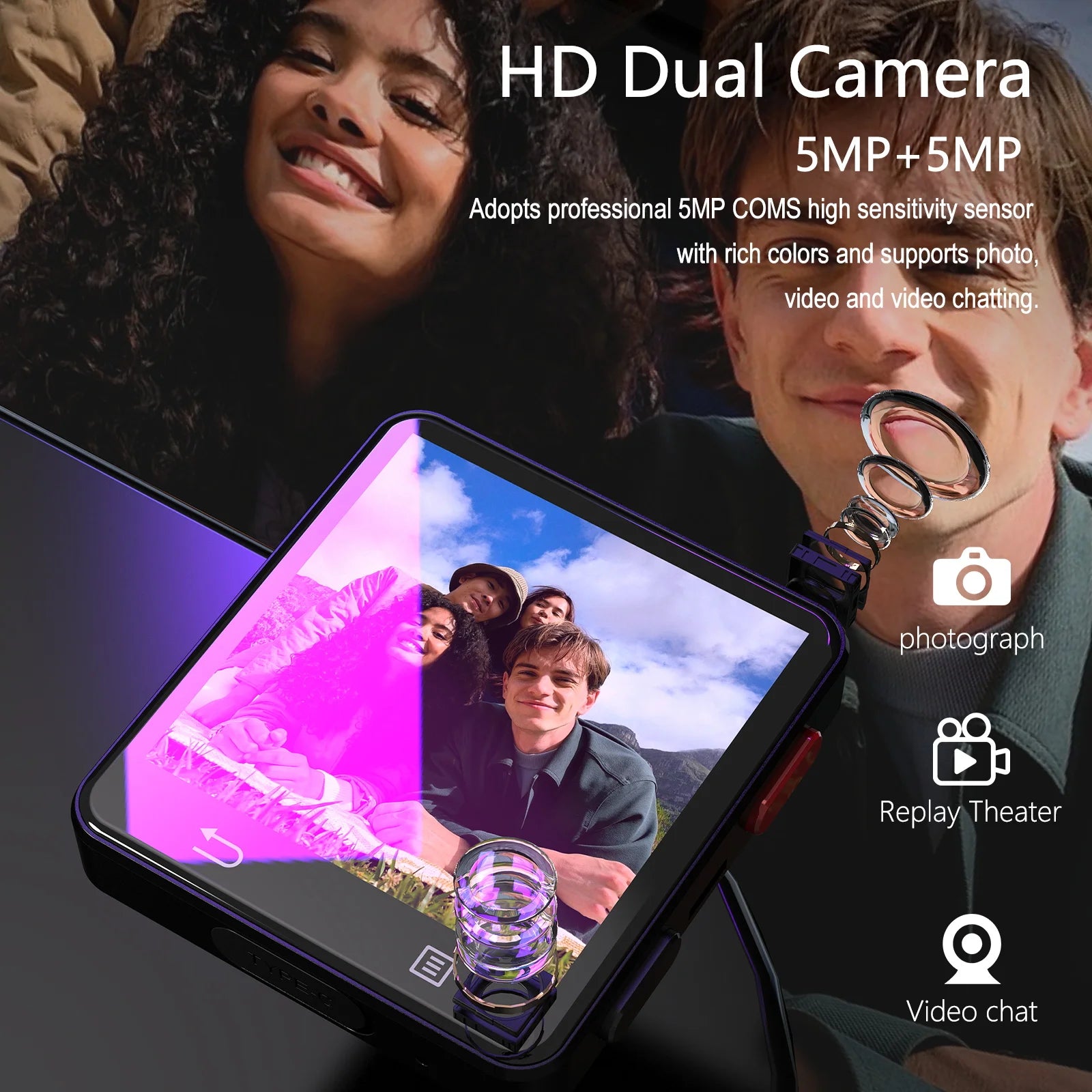 Smartwatch with dual 5MP front and rear cameras for high-quality video calls and photography – Raezure Elanthra